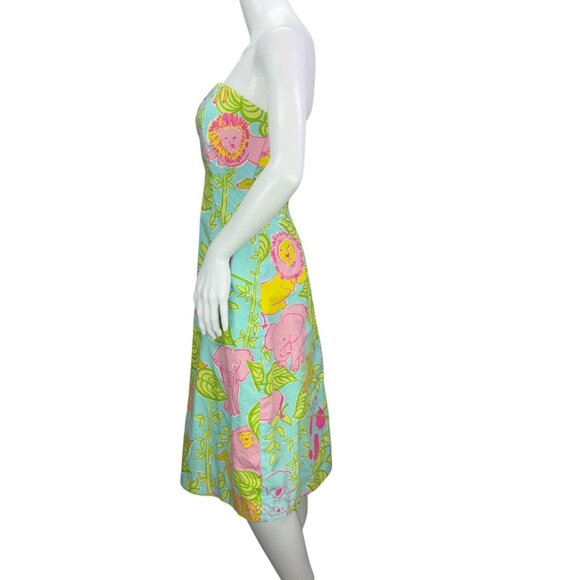Lilly Pulitzer Womens Sabrina Dress Tie Back Owl Lion Giraffe Elephant Size 2 - Picture 6 of 13
